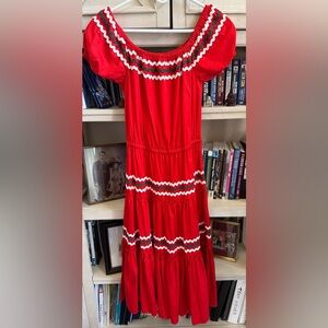 Tory Burch Red Skirt with Zigzag Design